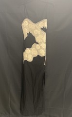 Topshop Women&rsquo;s Black Wicker Raffia Floral Embroidery Crochet Maxi Dress NWT 2