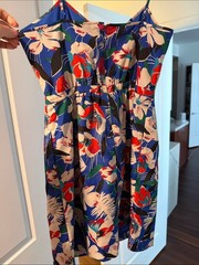 J. Crew Blue Floral Spaghetti-Strap Mini Dress