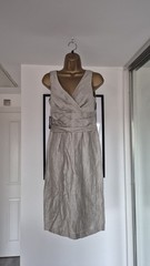🔥SALE🔥 Elegant Evening Wedding Guest Party Grey Linen Blend Dress Size 8 New