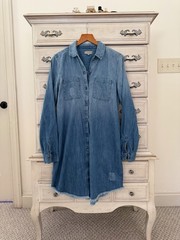 Chambray Cotton Button Shirt Dress