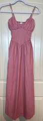 Sim & Sam Red check Gingham bisque waist maxi dress XS Western Cowgirl Country