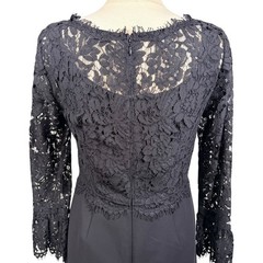 RSVP BY TALBOTS Crepe & Lace Black Occasion Dress 3/4 Bell Sleeves, Size 6