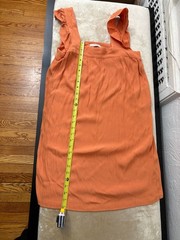 LOFT Ruffle Strap Shift Dress Orange Rust Crinkle Square Neck Mini Tank – SP