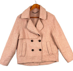 Belle & Bloom Jacket Peacoat Pink Wool Blend WMs M Double Breasted Cropped