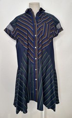 SACAI Striped Shirt Dress Navy Cotton SZ 3 Medium