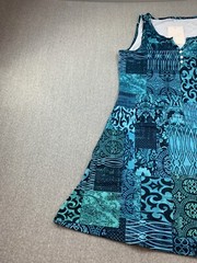 ETCYYNEW A-Line Tank Dress Womens Size Medium Blue Patchwork Print Resort Wear