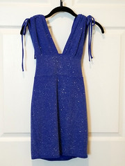 B Darlin Sleeveless Sparkly Blue Bodycon Dress ~ Size Small ~ Bow Detail Back