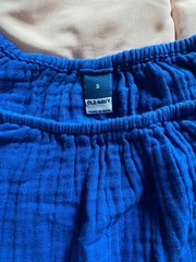Old Navy Size S Royal Blue Tiered Puff Sleeve Cotton Gauze Mini Swing Dress