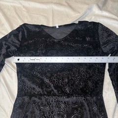Women’s Black Burnout Velvet Midi Dress Long Sleeve A-Line Gothic Romantic