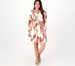 Candace Cameron Bure Printed Woven Mini Dress,Rose Gold Regular X-Small A593161