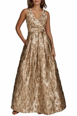 New Donna Karan New York Metallic Jacquard Ballgown In Copper Sz 8 $389