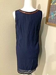 Navy Blue Beaded Sequined Sheath Evening Dress~S~ Cocktails Art Deco Flapper NWT