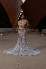 prom dress size 6 long Silver Beaded prom/ birthday dress