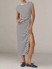 By Anthropologie Daily Practice Tiebreaker Muscle-Sleeve Midi Dress S New 281530