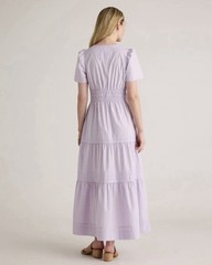 100% Organic Cotton Poplin Tiered Maxi Dress