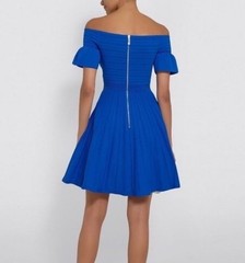 Ted Baker Criptum Off Shoulder Frill Knit Skater Dress, Blue, Size 2 (US 6)