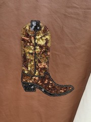 Peach Love California Faux Leather Split Color Sequin Boot Knee LengthDress Sz S
