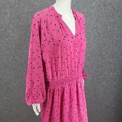 Candace Cameron Bure Star Printed Maxi Dress w Side Slit 1X Plus Sz Fuchsia Top