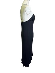 VTG Y2K Express Whimsygoth Fairy Beaded Silk Criss Cross Slip Dress Black 12 LBD