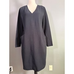 NWT Boden V-Neck Ellen Ottoman Ribbed Shift Dress 10 L Minimalist Office Classic