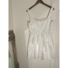 Lulus Gorgeous White Metallic Shimmer Mini Dress Bridal Size M $78 retail