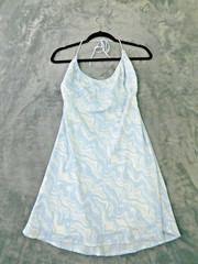 Abercrombie Fitch Dress Womens Small Blue Halter Mini Geometric Y2K Retro 90s