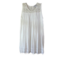 Jessica Taylor White Embroidered Dress/Beach Coverup Size L Boho Peasant