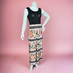 VINTAGE 60s Bleeker Street Floral Maxi Dress Size 2 Sleeveless Retro Bohemian