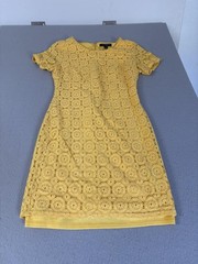 Sharagano Dress Womens Medium Crochet Lace Short Sleeve Lined Sheath Spring Occa