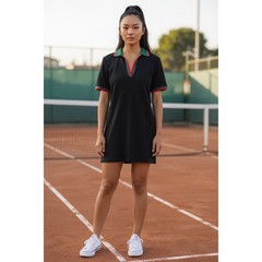 Tuckernuck Hutton Polo Dress – Black Green Red Cotton A-Line Sz Med – Sporty