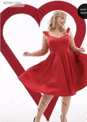 Torrid Retro Chic Red Satin Sweetheart Ruffle Strap Sleeveless Fit & Flare Dress