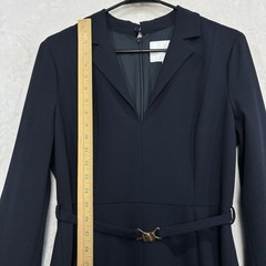 LK Bennett Frankie Fitted Dress 6 EU 38 Belted Long Sleeve Navy Modern NWT $400