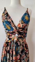 New Anthro Midi Dress Size Medium Black Floral Coquette Brunch Boho Wedding