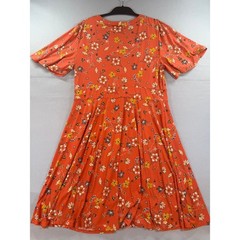 Torrid Rust Orange Floral Boho Flutter Sleeve Fit Flare Dress Plus Size 2 2X