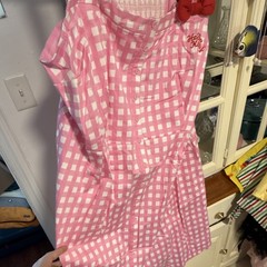 ModCloth Hello Kitty Plus 4X Pink/White Gingham Bow Button Short Sleeve Dress