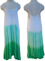 NWOT Just From Bali Long Dress MAXI GREEN & WHITE TIE DYE ONE SIZE FITS MOST