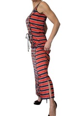 Michael Kors Sleeveless Maxi Dress Soho Colorblock Sleeveless Geometric Red XXS