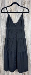 FOREVER 21 Black Cami Tiered Midi Dress S Spaghetti Strap Button-Down Romantic