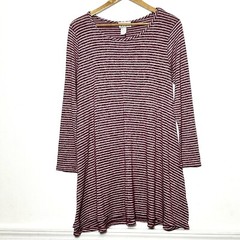 TMG Dress Womens Large Striped Long Sleeve Made In USA Pullover Crewneck Mini