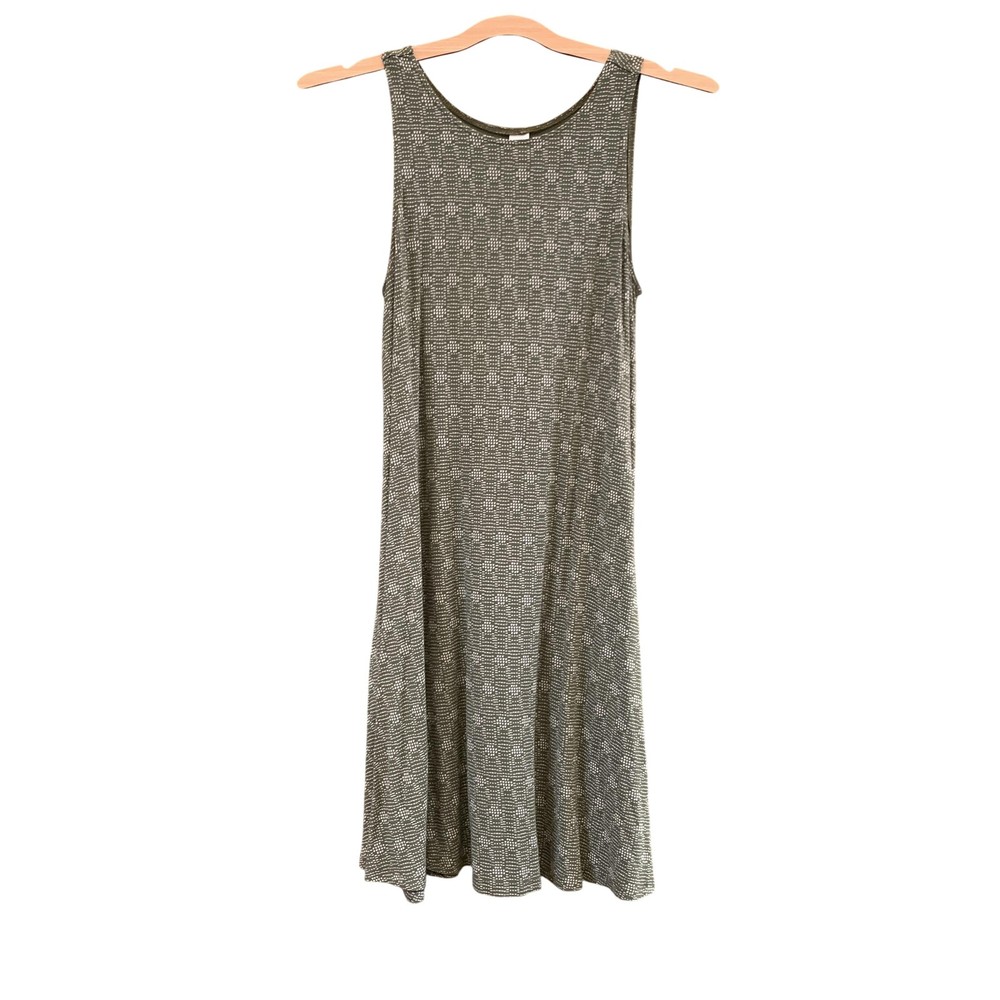 Old Navy Dress Women’s Small Green Geometric Tank Swing Sleeveless Knit