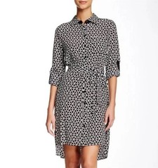 Diane Von Furstenberg Silk Black White Floral Daisy Prita Shirt Dress Women&rsquo;s 8