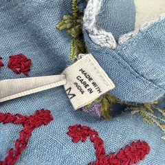 Doen Mica Dress Medium Blue Ramie Embroidered Persist Mini Prairie Cottagecore