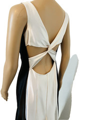 VTG JESSICA MCCLINTOCK White/Black Criss Cross Back Evening Gown Maxi Dress Sz 6