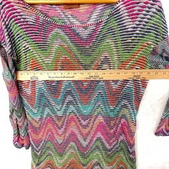 MISSONI Dress Chest 41 Wavy Cheveron Runway Multicolor Boho Hippie Italy Arsty