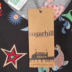 NWT Sugarhill Brighton Sidney Midi Smock Dress 8 Zodiac Rainbow Skies Black