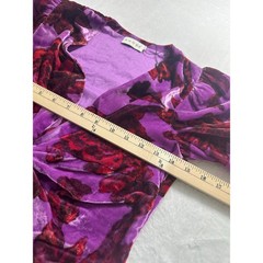 RHODE Leanna Dress Camellia Vine Purple Pink Velvet Floral Puff Sleeve Sz M NWOT