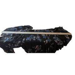 Maison Tara Black Blue Floral Chiffon Maxi Dress Long Sleeve 91123M Size 6