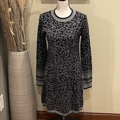 Evereve John + Jenn Black Leopard Sweater Dress Black & Gray Size Small NWT’s