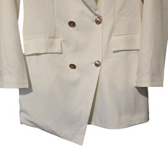 Pretty Little Thing White Gold Button Blazer Double Breasted Dress Size 6 UK 10