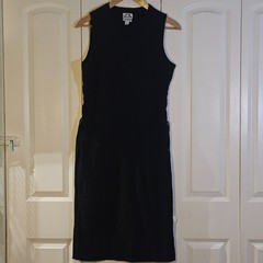Future Collective Women’s XL Sweater Dress with Side-Ties Midi Black Minimalist